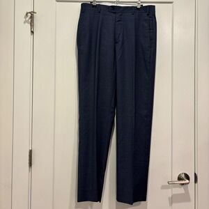Zanella for Nordstrom Todd Navy Blue Windowpane Wool Dress Pants Mens 33 Italy